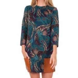 Beautiful Leather trim Boutique Dress•XS•NWT